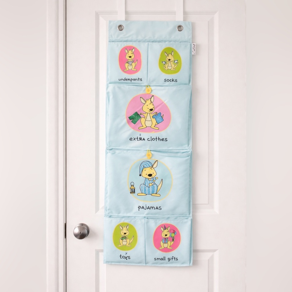 CoolStuff‎ Kangaroo Hanging Wall Door Organizer Nursery Kids Blue 6 Pockets